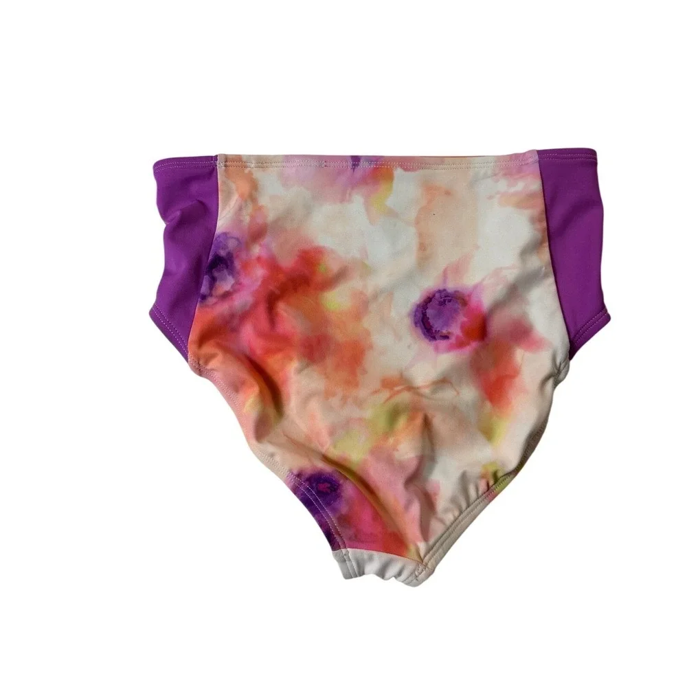 DSG Girls Swim Bottom Inky Overdye Warm Purple Pink Tie Dye Size Medium 8-10 NWT